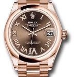 Rolex Everose Gold Datejust 31 Watch – Domed Bezel – Chocolate Diamond Six Dial – President Bracelet – 278245 chodr6p
