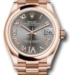 Rolex Everose Gold Datejust 31 Watch – Domed Bezel – Rhodium Diamond Six Dial – President Bracelet – 278245 dkrhdr6p