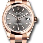 Rolex Everose Gold Datejust 31 Watch – Domed Bezel – Rhodium Index Dial – Oyster Bracelet – 278245 dkrhio