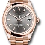 Rolex Everose Gold Datejust 31 Watch – Domed Bezel – Rhodium Index Dial – President Bracelet – 278245 dkrhip