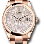 Rolex Everose Gold Datejust 31 Watch – Domed Bezel – Diamond Paved Butterfly Dial – Oyster Bracelet – 278245 pmopbo