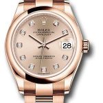 Rolex Everose Gold Datejust 31 Watch – Domed Bezel – Rose Diamond Dial – Oyster Bracelet – 278245