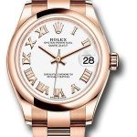 Rolex Everose Gold Datejust 31 Watch – Domed Bezel – White Roman Dial – Oyster Bracelet – 278245