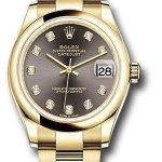 Rolex Yellow Gold Datejust 31 Watch – Domed Bezel – Dark Grey Diamond Dial – Oyster Bracelet – 278248 dkgdo