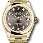 Rolex Yellow Gold Datejust 31 Watch – Domed Bezel – Dark Grey Diamond Dial – President Bracelet – 278248 dkgdp