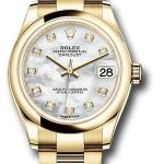 Rolex Yellow Gold Datejust 31 Watch – Domed Bezel – Mother-of-Pearl Diamond Dial – Oyster Bracelet – 278248