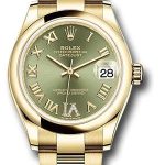 Rolex Yellow Gold Datejust 31 Watch – Domed Bezel – Olive Green Diamond Six Dial – Oyster Bracelet – 278248 ogdr6o