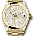 Rolex Yellow Gold Datejust 31 Watch – Domed Bezel – Paved Mother-of-Pearl Butterfly Dial – President Bracelet – 278248 pmopbp