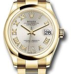 Rolex Yellow Gold Datejust 31 Watch – Domed Bezel – Silver Diamond Six Dial – Oyster Bracelet – 278248 sdr6o