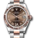 Rolex Steel and Everose Gold Datejust 31 Watch – Fluted Bezel – Dark Rhodium Diamond Roman VI Dial – Oyster Bracelet – 278271 chodr6o