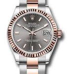 Rolex Steel and Everose Gold Datejust 31 Watch – Fluted Bezel – Dark Rhodium Index Dial – Oyster Bracelet – 278271 dkrhio