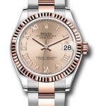 Rolex Steel and Everose Gold Datejust 31 Watch – Fluted Bezel – Dark Rhodium Index Dial – Oyster Bracelet – 278271