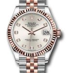 Rolex Steel and Everose Gold Datejust 31 Watch – Fluted Bezel – Rose Diamond Dial – Jubilee Bracelet – 278271