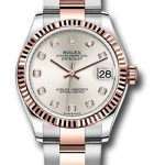 Rolex Steel and Everose Gold Datejust 31 Watch – Fluted Bezel – Rose Diamond Dial – Oyster Bracelet – 278271