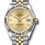 Rolex Steel and Yellow Gold Datejust 31 Watch – Fluted Bezel – Champagne Diamond Dial – Jubilee Bracelet – 278273