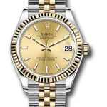 Rolex Steel and Yellow Gold Datejust 31 Watch – Fluted Bezel – Champagne Index Dial – Jubilee Bracelet – 278273