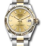 Rolex Steel and Yellow Gold Datejust 31 Watch – Fluted Bezel – Champagne Index Dial – Oyster Bracelet – 278273