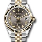 Rolex Steel and Yellow Gold Datejust 31 Watch – Fluted Bezel – Dark Grey Diamond Roman Six Dial – Jubilee Bracelet – 278273 dkgdr6j