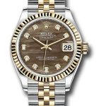 Rolex Steel and Yellow Gold Datejust 31 Watch – Fluted Bezel – Dark Mother-of-Pearl Diamond Dial – Jubilee Bracelet – 278273 dkmdj