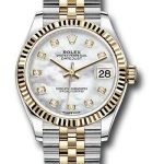 Rolex Steel and Yellow Gold Datejust 31 Watch – Fluted Bezel – Mother-of-Pearl Diamond Dial – Jubilee Bracelet – 278273