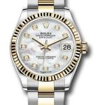 Rolex Steel and Yellow Gold Datejust 31 Watch – Fluted Bezel – Mother-of-Pearl Diamond Dial – Oyster Bracelet – 278273