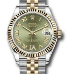 Rolex Steel and Yellow Gold Datejust 31 Watch – Fluted Bezel – Olive Green Diamond Roman Six Dial – Jubilee Bracelet – 278273 ogdr6j