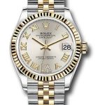 Rolex Steel and Yellow Gold Datejust 31 Watch – Fluted Bezel – Silver Diamond Roman Six Dial – Jubilee Bracelet – 278273 sdr6j