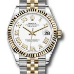 Rolex Steel and Yellow Gold Datejust 31 Watch – Fluted Bezel – White Roman Dial – Jubilee Bracelet – 278273