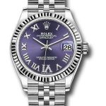 Rolex Steel and White Gold Datejust 31 Watch – Fluted Bezel – Aubergine Roman Diamond 6 Dial – Jubilee Bracelet – 278274 aubdr6j