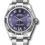 Rolex Steel and White Gold Datejust 31 Watch – Fluted Bezel – Aubergine Roman Diamond 6 Dial – Oyster Bracelet – 278274 aubdr6o