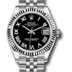 Rolex Steel and White Gold Datejust 31 Watch – Fluted Bezel – Black Roman Dial – Jubilee Bracelet – 278274