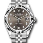 Rolex Steel and White Gold Datejust 31 Watch – Fluted Bezel – Dark Grey Diamond Dial – Jubilee Bracelet – 278274 dkgdj