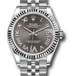 Rolex Steel and White Gold Datejust 31 Watch – Fluted Bezel – Dark Grey Roman Diamond 6 Dial – Jubilee Bracelet – 278274 dkgdr6j
