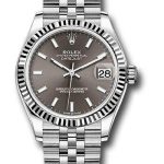 Rolex Steel and White Gold Datejust 31 Watch – Fluted Bezel – Dark Grey Index Dial – Jubilee Bracelet – 278274 dkgij