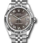 Rolex Steel and White Gold Datejust 31 Watch – Fluted Bezel – Dark Grey Roman Dial – Jubilee Bracelet – 278274 dkgrj
