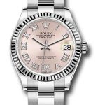 Rolex Steel and White Gold Datejust 31 Watch – Fluted Bezel – Pink Roman Diamond 6 Dial – Oyster Bracelet – 278274 pdr6o