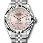 Rolex Steel and White Gold Datejust 31 Watch – Fluted Bezel – Pink Roman Dial – Jubilee Bracelet – 278274