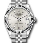 Rolex Steel and White Gold Datejust 31 Watch – Fluted Bezel – Silver Index Dial – Jubilee Bracelet – 278274