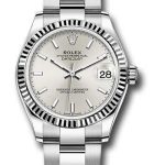 Rolex Steel and White Gold Datejust 31 Watch – Fluted Bezel – Silver Index Dial – Oyster Bracelet – 278274
