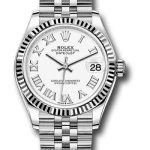 Rolex Steel and White Gold Datejust 31 Watch – Fluted Bezel – White Roman Dial – Jubilee Bracelet – 278274