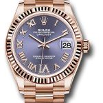 Rolex Everose Gold Datejust 31 Watch – Fluted Bezel – Aubergine Diamond Six Dial – President Bracelet – 278275 aubdr6p
