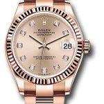 Rolex Everose Gold Datejust 31 Watch – Fluted Bezel – Rose Diamond Dial – Oyster Bracelet – 278275