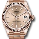 Rolex Everose Gold Datejust 31 Watch – Fluted Bezel – Rose Index Dial – President Bracelet – 278275