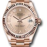 Rolex Everose Gold Datejust 31 Watch – Fluted Bezel – Rose Roman Dial – President Bracelet – 278275