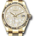 Rolex Yellow Gold Datejust 31 Watch – Fluted Bezel – Paved Mother-of-Pearl Butterfly Dial – Oyster Bracelet – 278278 pmopbo