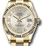 Rolex Yellow Gold Datejust 31 Watch – Fluted Bezel – Silver Diamond Six Dial – Oyster Bracelet – 278278 sdr6o