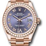Rolex Everose Gold Datejust 31 Watch – Diamond Bezel – Aubergine Diamond Six Dial – President Bracelet – 278285RBR aubdr6p