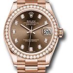 Rolex Everose Gold Datejust 31 Watch – Diamond Bezel – Chocolate Diamond Dial – President Bracelet – 278285RBR chodp