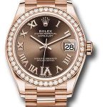 Rolex Everose Gold Datejust 31 Watch – Diamond Bezel – Chocolate Diamond Six Dial – President Bracelet – 278285RBR chodr6p