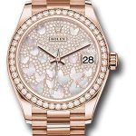 Rolex Everose Gold Datejust 31 Watch – Diamond Bezel – Diamond Paved Butterfly Dial – President Bracelet – 278285RBR pmopbp